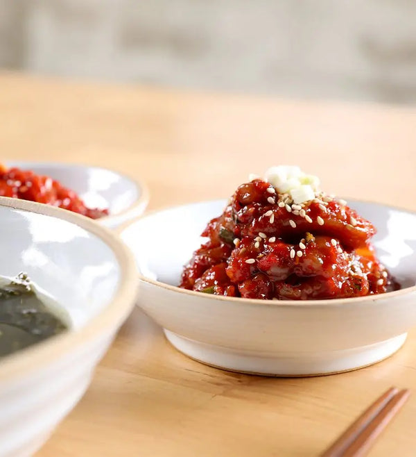 반찬 토굴 숙성 전통 낙지젓갈 Korean sidedish banchan seasoned octopus 