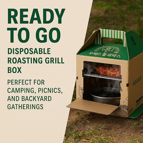 GGUBUS Grill House-All-in-One Disposable BBQ Grill 꾸버스 일회용 접이식 훈제박스 바베큐그릴