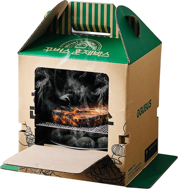 GGUBUS Grill House-All-in-One Disposable BBQ Grill 꾸버스 일회용 접이식 훈제박스 바베큐그릴