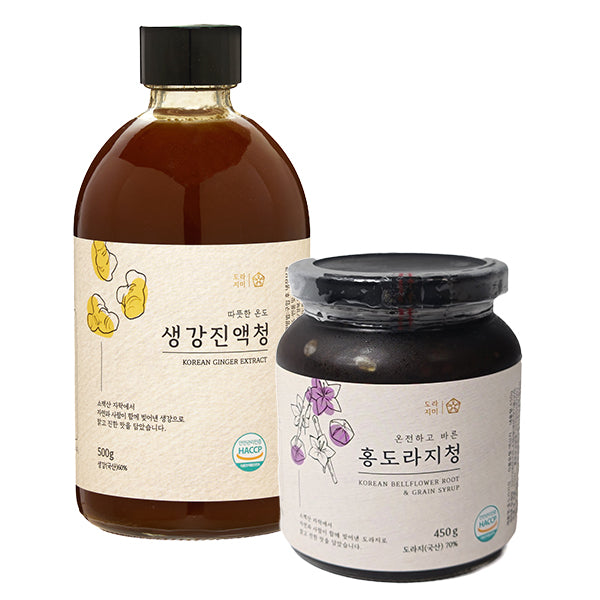 [무료배송 | Free Shipping] 생강진액청 & 홍도라지청 세트 KOREAN GINGER EXTRACT SYRUP & RED BALLOON FLOWER ROOT SYRUP SET