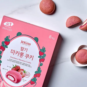 JEJU Strawberry Macaron Cookie 제주 딸기 마카롱 쿠키 8pcs. 5.64oz. (160g) Kevin's Choice