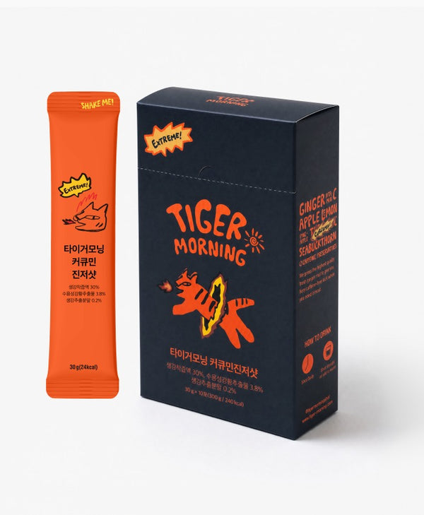 [타이거모닝] 커큐민진저샷 스틱 - 자연 에너지 부스터 Curcumin Ginger Shot Stick - Natural Energy Booster_10.58oz(300g(30gX10))