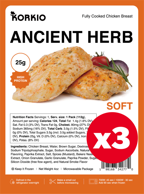(3X) Ready to Eat Chicken Breast - Ancient Herb 한국식 닭가슴살 허브 4oz (113g)